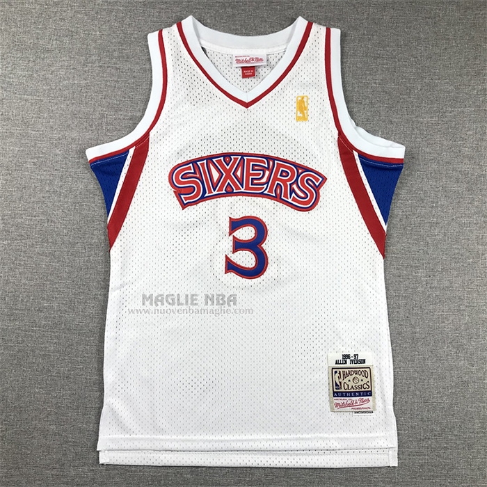 Maglia
 Allen Iverson NO 3 Bambino
 Philadelphia 76ers Mitchell & Ness 1996-97 Bianco

